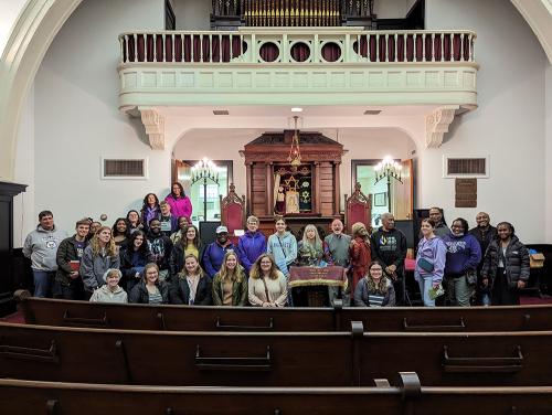 Tourists visiting Synagogue in Selma, Alabama