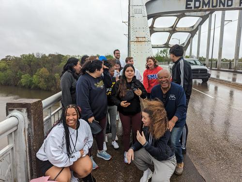 Students tour the Edmund Pettus Bridge